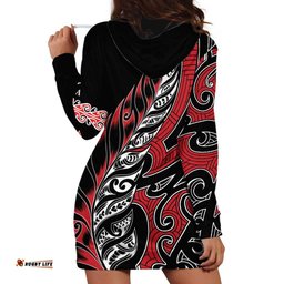 Koru Fern New Zealand Hoodie Dress Maori Tribal Pattern LT9