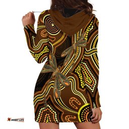 Orange Indigenous Dragonfly Australia Hoodie Dress Aboriginal Art LT14