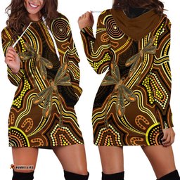 Orange Indigenous Dragonfly Australia Hoodie Dress Aboriginal Art LT14