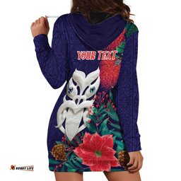 Maori Wheku Meri Kirihimete Personalised Hoodie Dress All Blue Indigenous Maori Motif LT9