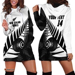 New Zealand Lawn Bowls Custom Hoodie Dress Aotearoa Silver Fern LT14