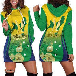 Personalised Australia Christmas Island Hoodie Dress Golden Bosun Abutilon listeri With Map LT14