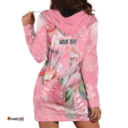 Personalised Galah Cockatoo Eucalyptus Flowers Hoodie Dress Australian Breast Cancer Spirit LT9