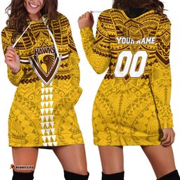 Personalized Hawthorn Hawks Hoodie Dress Polynesian Tribal Pattern Heritage Football TS04