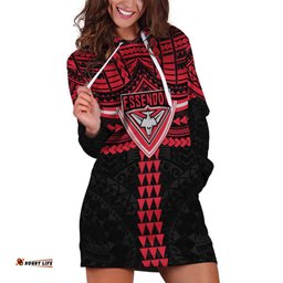 Personalized Essendon Bombers Hoodie Dress Polynesian Tribal Pattern Heritage Football TS04