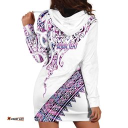 Mawhero Paua shell Kowhaiwhai Taniko Personalised Hoodie Dress Manta Ray Shark-Turtle Maori Tribal Style LT9