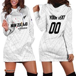 Custom Football New Zealand Hoodie Dress Aotearoa United White Version LT01