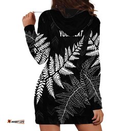 New Zealand Lawn Bowls Personalized Hoodie Dress Wrap-Around Silver Fern LT7