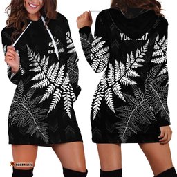 New Zealand Lawn Bowls Personalized Hoodie Dress Wrap-Around Silver Fern LT7