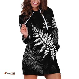 New Zealand Lawn Bowls Personalized Hoodie Dress Wrap-Around Silver Fern LT7