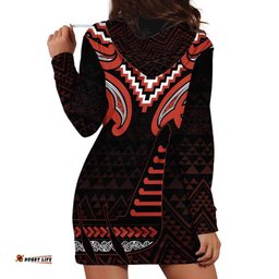 Maori Waitangi Hoodie Dress Kotahitanga Poutama Mix Whakairo LT7