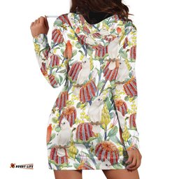Little Corella Australia Cockatoo Hoodie Dress Cacatua Sanguinea Banksia Seamless White LT14
