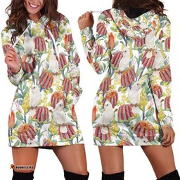 Little Corella Australia Cockatoo Hoodie Dress Cacatua Sanguinea Banksia Seamless White LT14