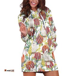 Little Corella Australia Cockatoo Hoodie Dress Cacatua Sanguinea Banksia Seamless White LT14