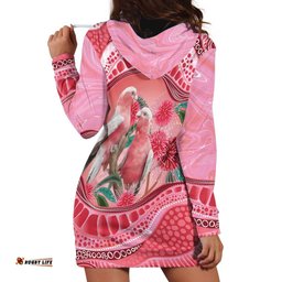 Indigenous Pink Galah Australia Hoodie Dress Australian Hakea Aboriginal Art Proud LT14