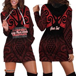 Personalised Keep Maori Wards New Zealand Hoodie Dress Stronger Together Aotearoa Taniko LT14