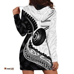 Personalised Aotearoa Lawn Bowls Hoodie Dress Maori and Silver Fern Half Style LT03