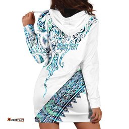 Kahui Whetu Paua shell Kowhaiwhai Taniko Personalised Hoodie Dress Manta Ray Shark-Turtle Maori Tribal Style LT9