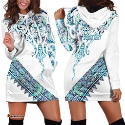 Kahui Whetu Paua shell Kowhaiwhai Taniko Personalised Hoodie Dress Manta Ray Shark-Turtle Maori Tribal Style LT9