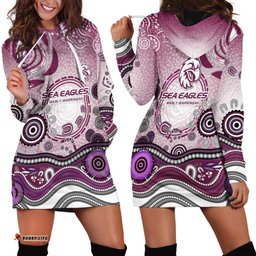Manly Warringah Sea Eagles Rugby Hoodie Dress Australian Aboriginal Dot Painting Style TS04