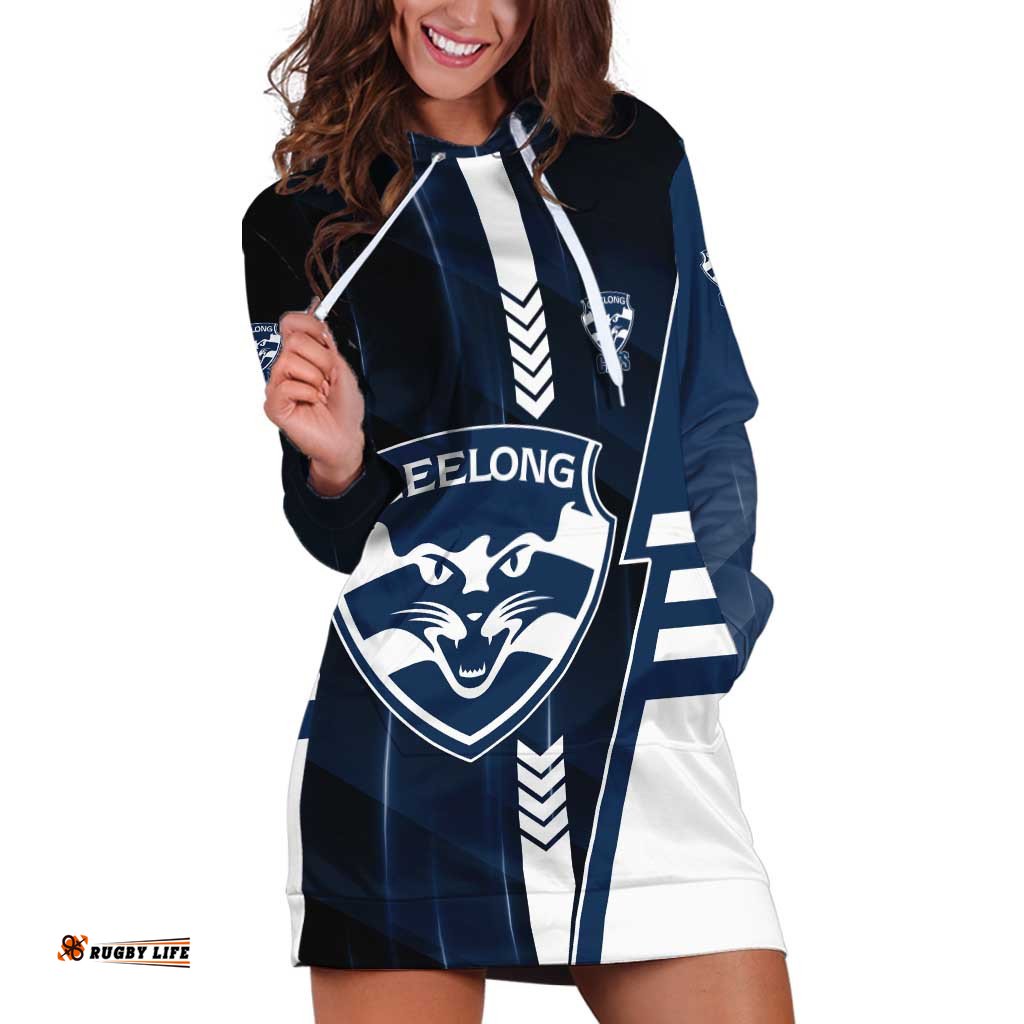 Personalized Geelong Cats Hoodie Dress Modern Geometric Sports Graphic Style TS04