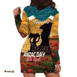 Personalised Wallabies ANZAC Day Hoodie Dress Last Post Poppy Lest We Forget LT14