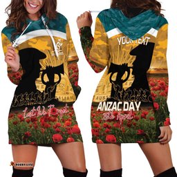 Personalised Wallabies ANZAC Day Hoodie Dress Last Post Poppy Lest We Forget LT14