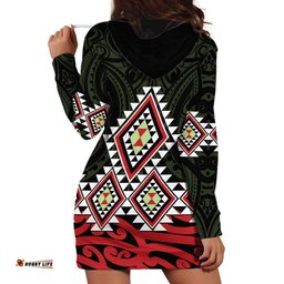 Kia Ora Aotearoa Hoodie Dress 2025 Pasifika Maori Taniko Motifs LT14