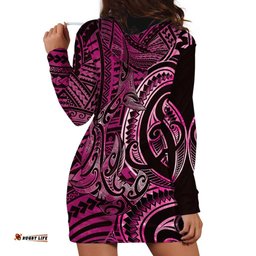 New Zealand Hammerhead Shark Hoodie Dress Maori Haehae Mangopare Pink LT14