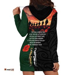 New Zealand and Australia ANZAC Day Hoodie Dress Lest We Forget Indigenous and Maori Pattern LT03