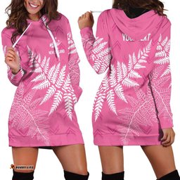 New Zealand Lawn Bowls Breast Cancer Personalized Hoodie Dress Wrap-Around Silver Fern LT7
