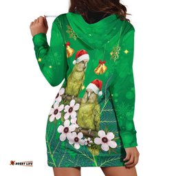 New Zealand Kakapo Christmas Hoodie Dress Owl Parrot Santa Sliver Fern Manuka - Green LT14