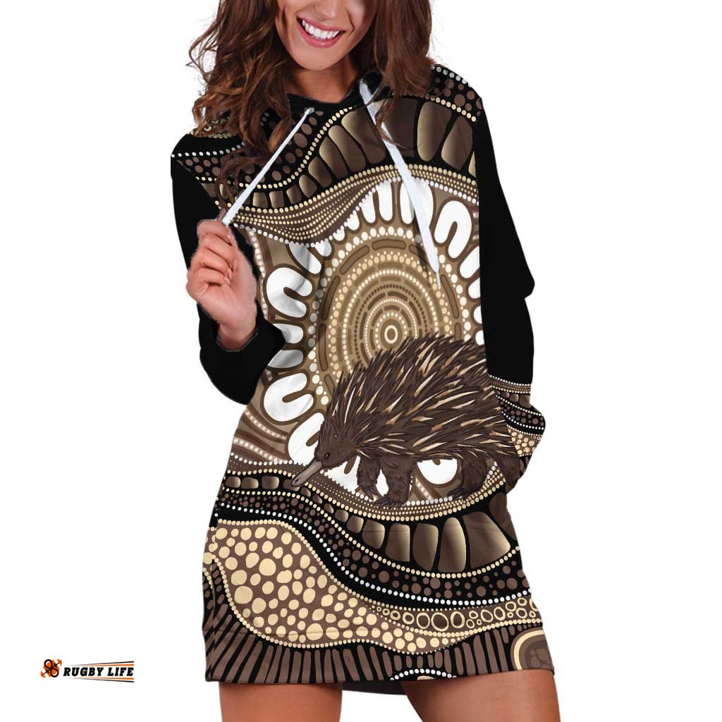 Indigenous Echidna Australia Hoodie Dress Australian Aboriginal Art Proud LT14