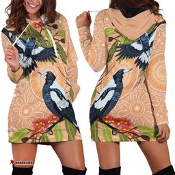 Magpies On Eucalyptus Australia Aboriginal Hoodie Dress LT7