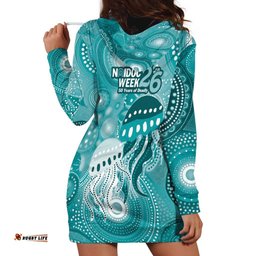 NAIDOC Deadly 50 Years Hoodie Dress Jellyfish Aboriginal Culture Inspired Turquoise LT9