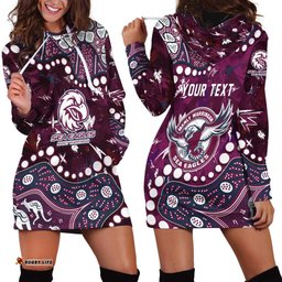 Personalized Manly Warringah Sea Eagles Hoodie Dress Aboriginal Pattern with Graffiti Style Design TS04