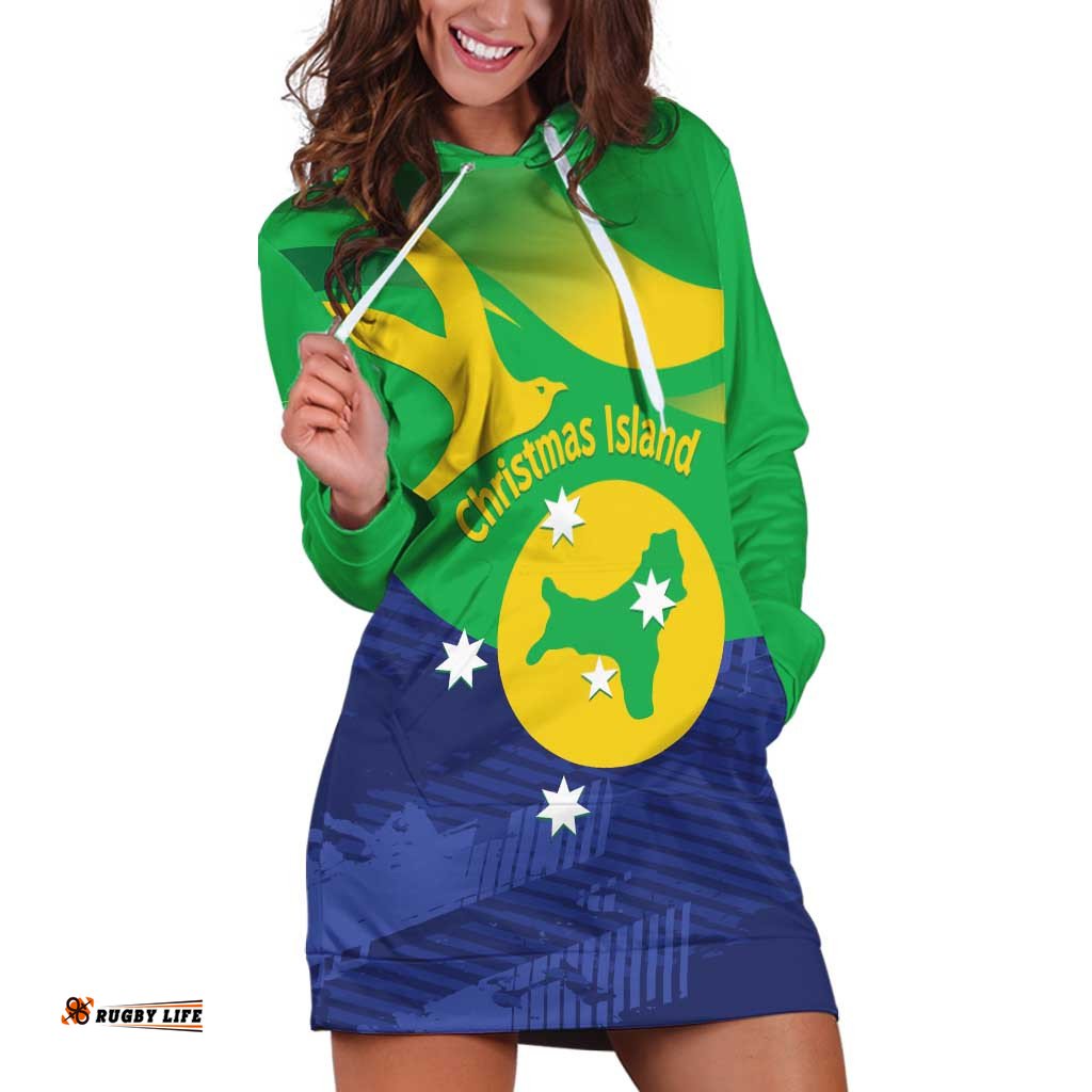 Personalised Australia Christmas Island Hoodie Dress Wilayah Pulau Krismas Flag Color LT14