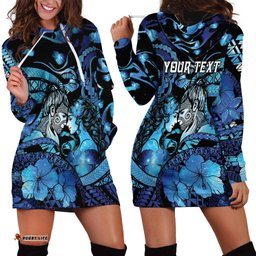 Personalised Maori Romantic Valentine Hoodie Dress The Hongi Kiss Blue Galaxy DT05