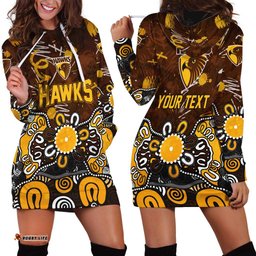 Personalized Hawthorn Hawks Hoodie Dress Aboriginal Dot Painting Graffiti Style TS04