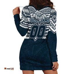 Personalized Carlton Blues Hoodie Dress Polynesian Tribal Pattern Heritage Football TS04