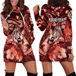 Personalised Maori Romantic Valentine Hoodie Dress The Hongi Kiss Red Galaxy DT05