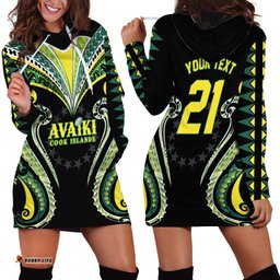 Custom Rugby Cook Islands Avaiki Hoodie Dress Black Kuki Airani Tribal Maori Inspired LT9