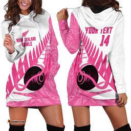 New Zealand Lawn Bowls Breast Cancer Custom Hoodie Dress Aotearoa Maori Silver Fern Pink Ribbon LT14