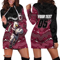 Custom Sea Eagles Hoodie Dress Bird Mascot With Aboriginal Indigenous DT05