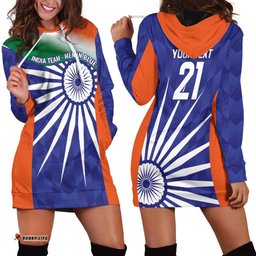 India Cricket Custom Hoodie Dress Ashoka Chakra with Flag Style LT9