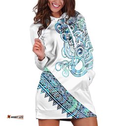 Kahui Whetu Paua shell Kowhaiwhai Taniko Personalised Hoodie Dress Taniwha Maori Tribal Style LT9