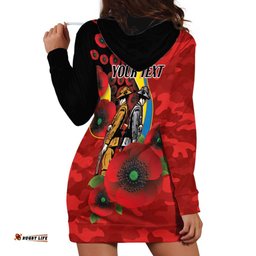 Gold Suns ANZAC Personalised Hoodie Dress Lest We Forget Poppy Camo LT9