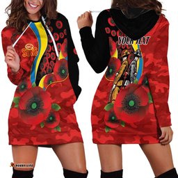 Gold Suns ANZAC Personalised Hoodie Dress Lest We Forget Poppy Camo LT9