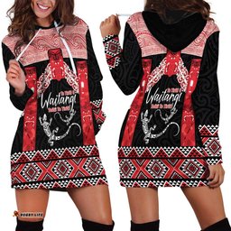 Toitu Te Tiriti O Waitangi Hoodie Dress Maori Wharenui With Taniko Motifs LT14