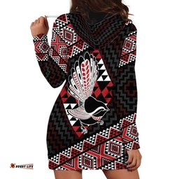 Taniko Aotearoa Hoodie Dress Poutama Mix Piwakawaka LT7